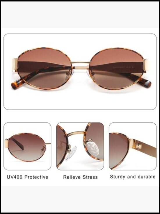 Metal Frame Retro Oval Polarized Sunglasses UV400 Protection main image 5